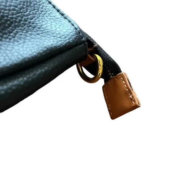 Joy & Iman Case Cosmetic Black Leather Makeup Bag Pouch Inside Pocket - Picture 3 of 9